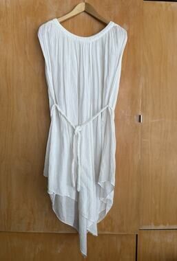 Anthropologie TRYB Cotton Gauze Grecian Tunic Swim Cover One Size Ivory White